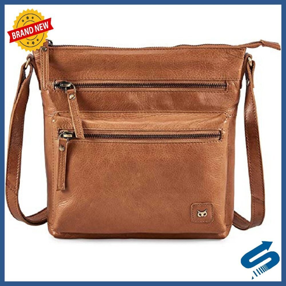 Small Genuine Leather Crossbody Bag with Multiple Pockets Adjustable Strap - Picture 5 of 8
